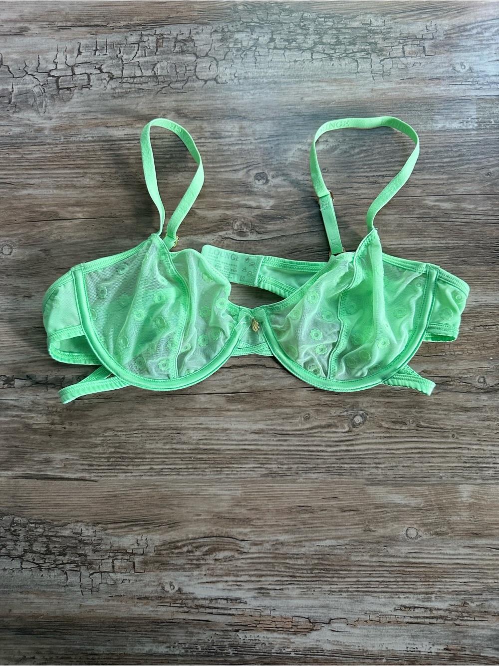 Lounge Sheer Lounge Underwear Maisie Balconette Bra in Light Green 36D